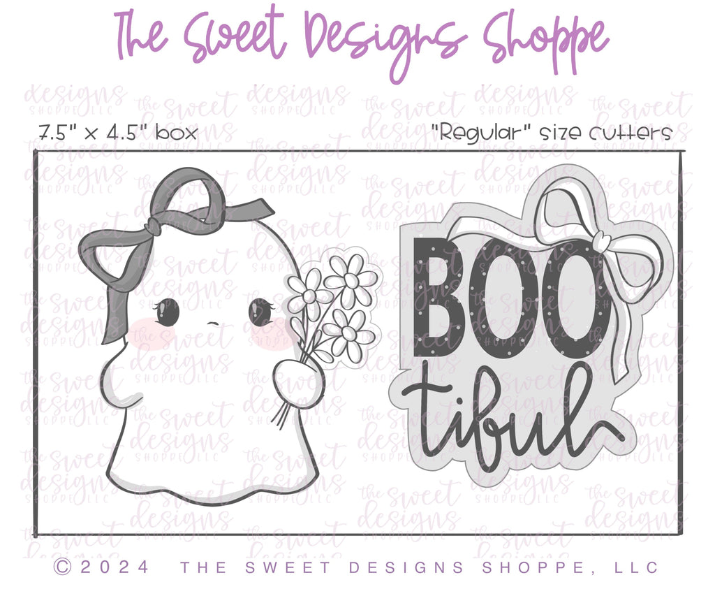 Cookie Cutters - Coquette Boo-tiful Plaque & Ghost Cookie Cutter Set - Set of 2 - Cookie Cutters - The Sweet Designs Shoppe - - ALL, Cookie Cutter, halloween, Halloween set, Halloween Sets, Mini Sets, Plaque, Plaques, PLAQUES HANDLETTERING, Promocode, regular sets, set