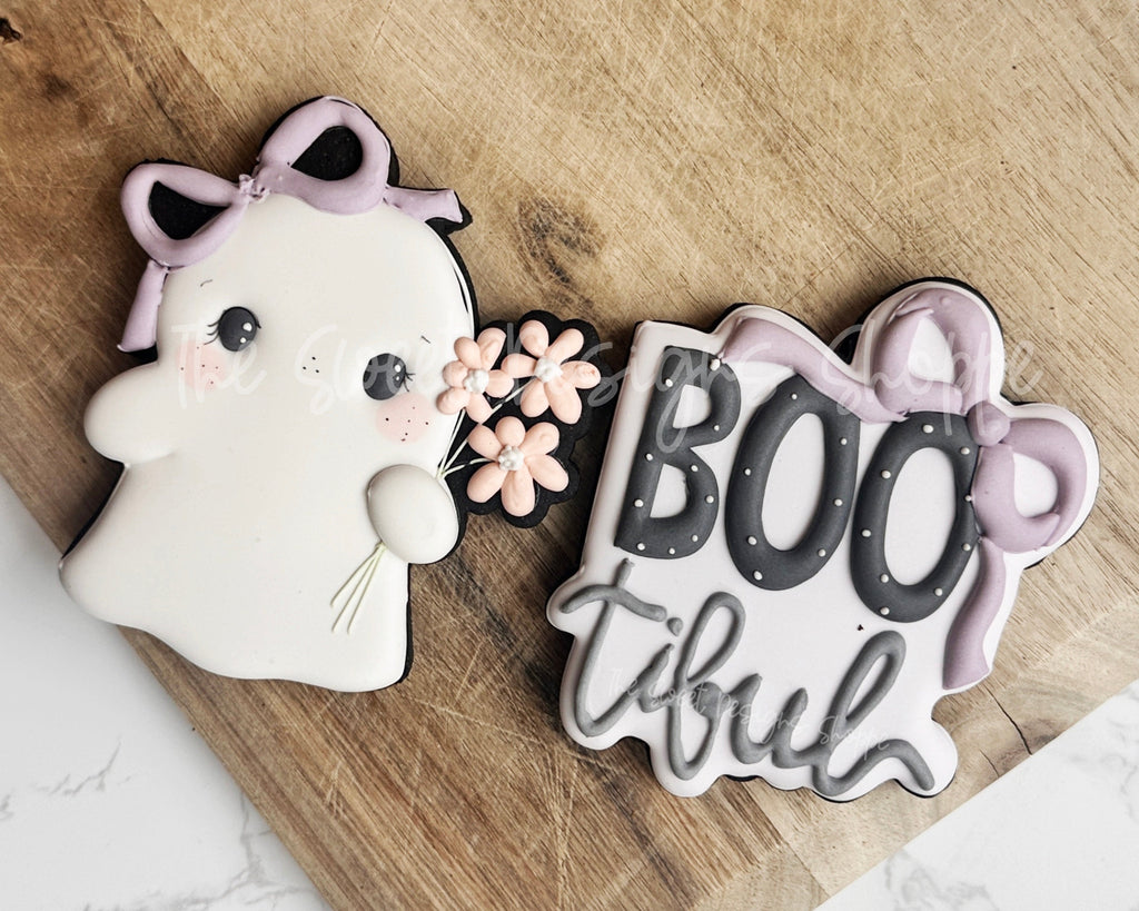 Cookie Cutters - Coquette Boo-tiful Plaque & Ghost Cookie Cutter Set - Set of 2 - Cookie Cutters - The Sweet Designs Shoppe - - ALL, Cookie Cutter, halloween, Halloween set, Halloween Sets, Mini Sets, new, Plaque, Plaques, PLAQUES HANDLETTERING, Promocode, regular sets, set