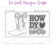 Cookie Cutters - Coquette Boots & HOWDY Valentine Plaque Set - Set of 2 - Cookie Cutters - The Sweet Designs Shoppe - TSDS - - ALL,Cookie Cutter,Love,Promocode,regular sets,set,STL,valentine,Valentines