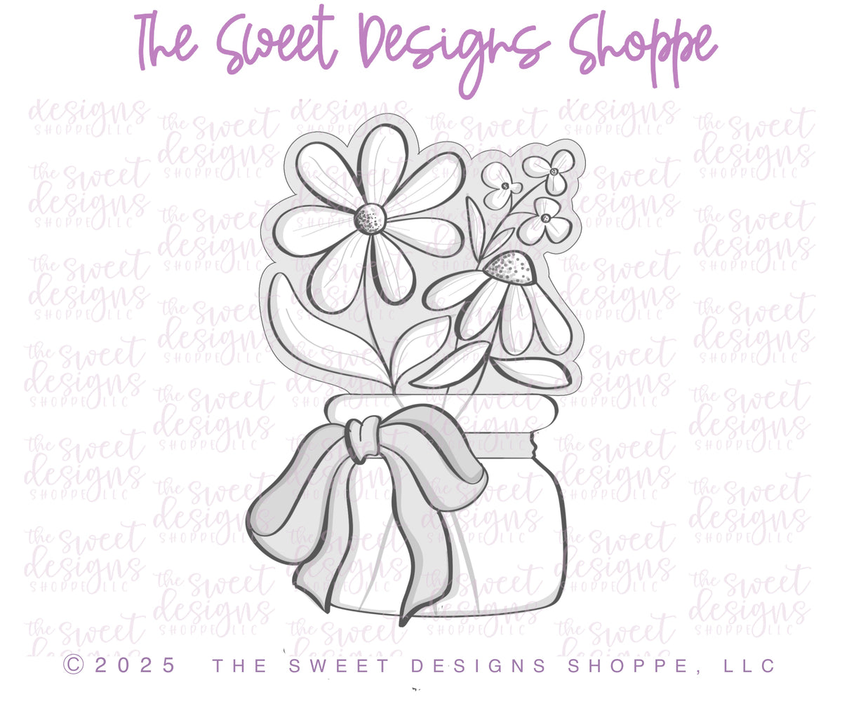 Cookie Cutters - Coquette Bouquet in Jar - Cookie Cutter - The Sweet Designs Shoppe - TSDS - - ALL,Cookie Cutter,Easter / Spring,Leaves,Leaves and Flowers,mother,mothers,Mothers Day,Nurse,Nurse Appreciation,Promocode,Spring,STL,Teacher,Teacher Appreciation,Trees Leaves and Flowers,valentine,Valentine's,Wedding,Wedding Favors,Woodlands Leaves and Flowers