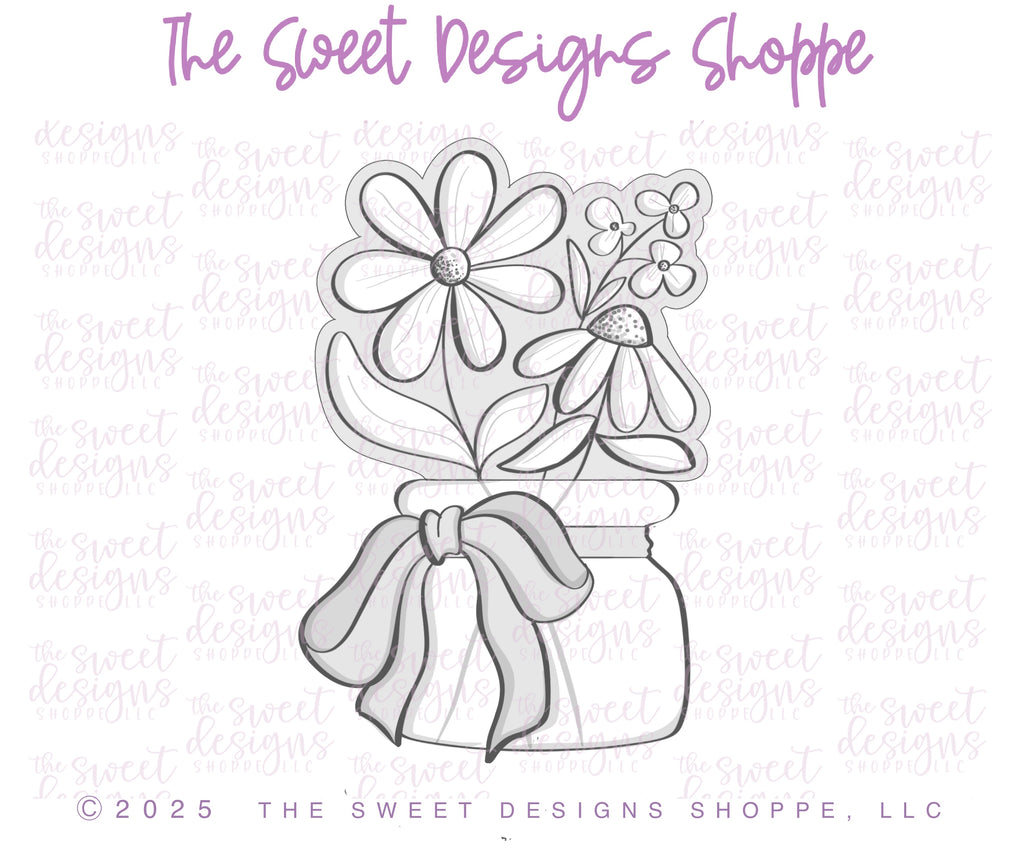 Cookie Cutters - Coquette Bouquet in Jar - Cookie Cutter - The Sweet Designs Shoppe - TSDS - - ALL,Cookie Cutter,Easter / Spring,Leaves,Leaves and Flowers,mother,mothers,Mothers Day,Nurse,Nurse Appreciation,Promocode,Spring,STL,Teacher,Teacher Appreciation,Trees Leaves and Flowers,valentine,Valentine's,Wedding,Woodlands Leaves and Flowers