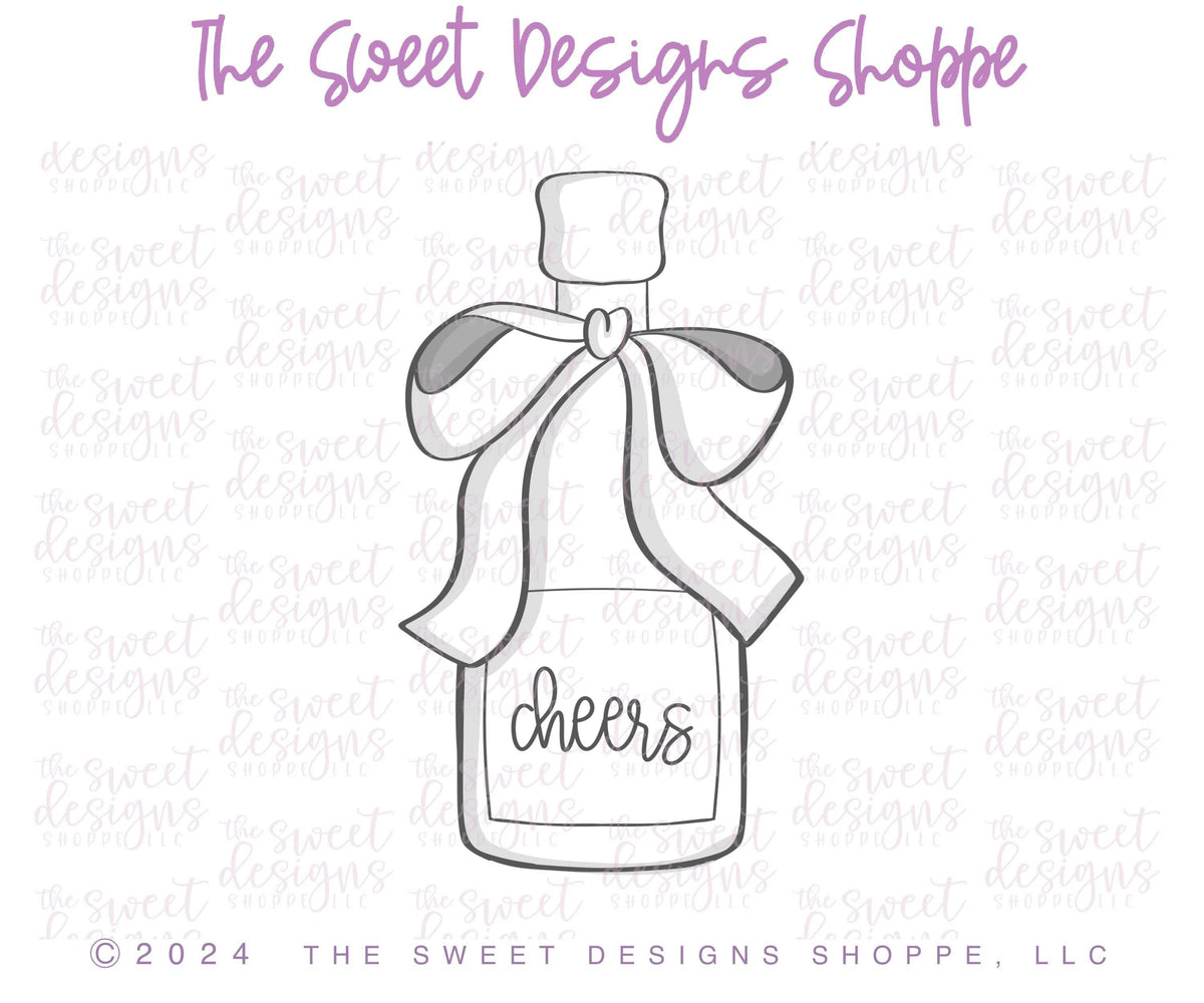 Cookie Cutters - Coquette Champagne - Cookie Cutter - The Sweet Designs Shoppe - TSDS - - ALL,anniversary,Birthday,celebration,Cookie Cutter,Food,Food & Beverages,Promocode,STL,valentine,valentines,Wedding,Wedding Favors,wine
