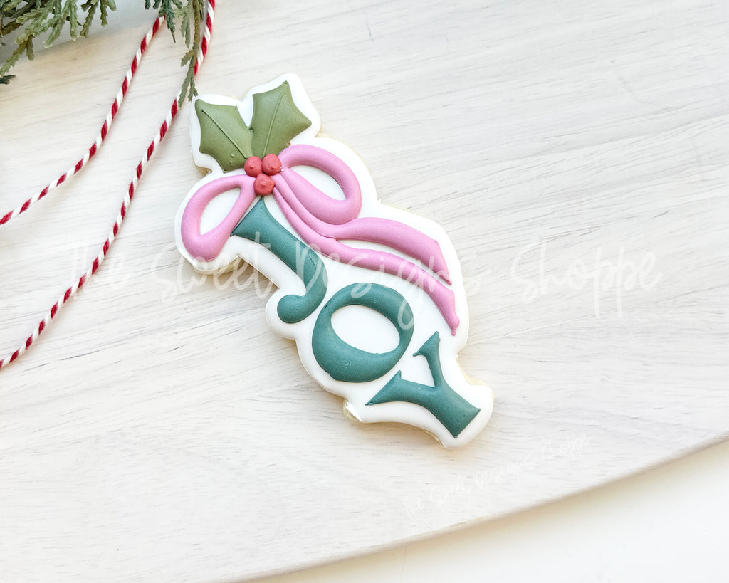 Cookie Cutters - Coquette Christmas Joy Plaque - Cookie Cutter - The Sweet Designs Shoppe - TSDS - - ALL,Christmas,Christmas / Winter,Cookie Cutter,new,Plaque,Plaques,PLAQUES HANDLETTERING,Promocode,STL