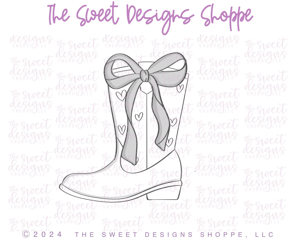 Cookie Cutters - Coquette Cowboy Boots - Cookie Cutter - The Sweet Designs Shoppe - - ALL, Cookie Cutter, Coquette, Cowboy, new, Promocode, STL, valentine, Valentine's