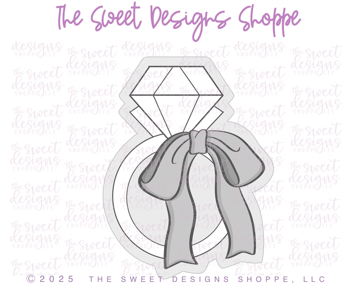 Cookie Cutters - Coquette Engagement Ring - Cookie Cutter - The Sweet Designs Shoppe - TSDS - - Accesories,Accessories,accessory,ALL,Bridal,Bridal Shower,Clothing / Accessories,Cookie Cutter,Coquette,Plaques,Promocode,STL,Wedding,Wedding Favors