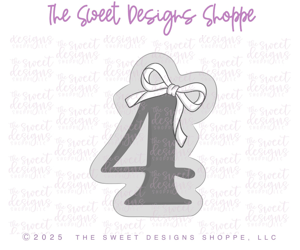 Cookie Cutters - Coquette Four - Cookie Cutter - The Sweet Designs Shoppe - - 4, ALL, Birthday, Cookie Cutter, Font, Fonts, kid, kids, Lettering, letters and numbers, new, number, numbers, NumberSet, Promocode, Series24, STL, text