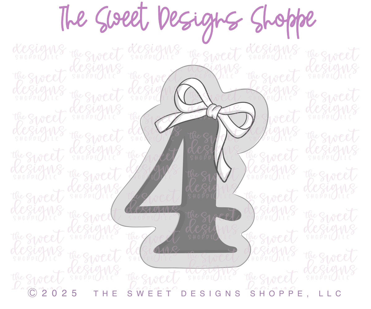 Cookie Cutters - Coquette Four - Cookie Cutter - The Sweet Designs Shoppe - TSDS - - 4,ALL,Birthday,Cookie Cutter,Font,Fonts,kid,kids,Lettering,letters and numbers,number,numbers,NumberSet,Promocode,Series24,STL,text