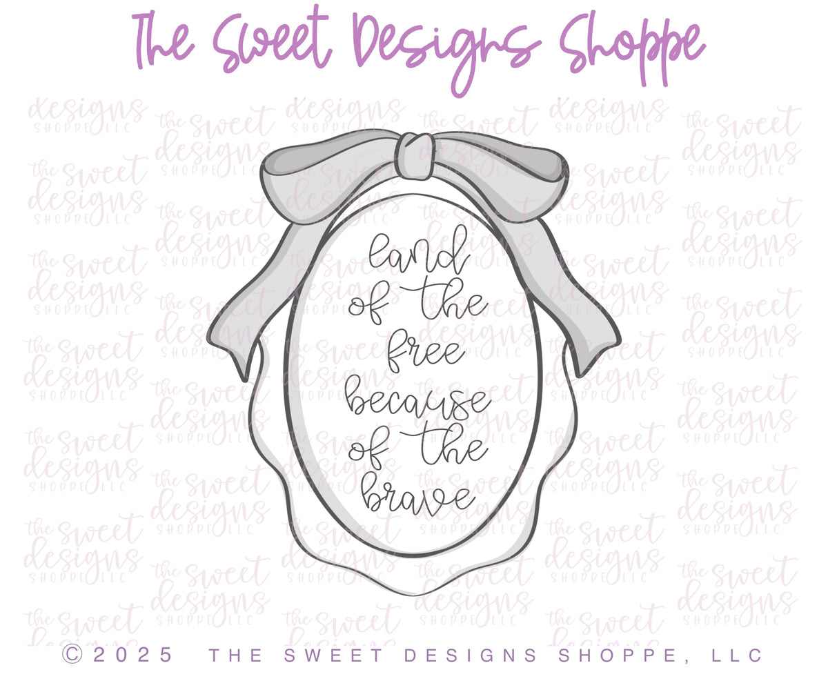Cookie Cutters - Coquette Freedom Plaque - Cookie Cutter - The Sweet Designs Shoppe - TSDS - - 4th,4th July,4th of July,ALL,Cookie Cutter,freedom,Girly,oval,Patriotic,Patriotric,Plaque,Plaques,PLAQUES HANDLETTERING,Promocode,STL,Summer,Wedding,Wedding Favors