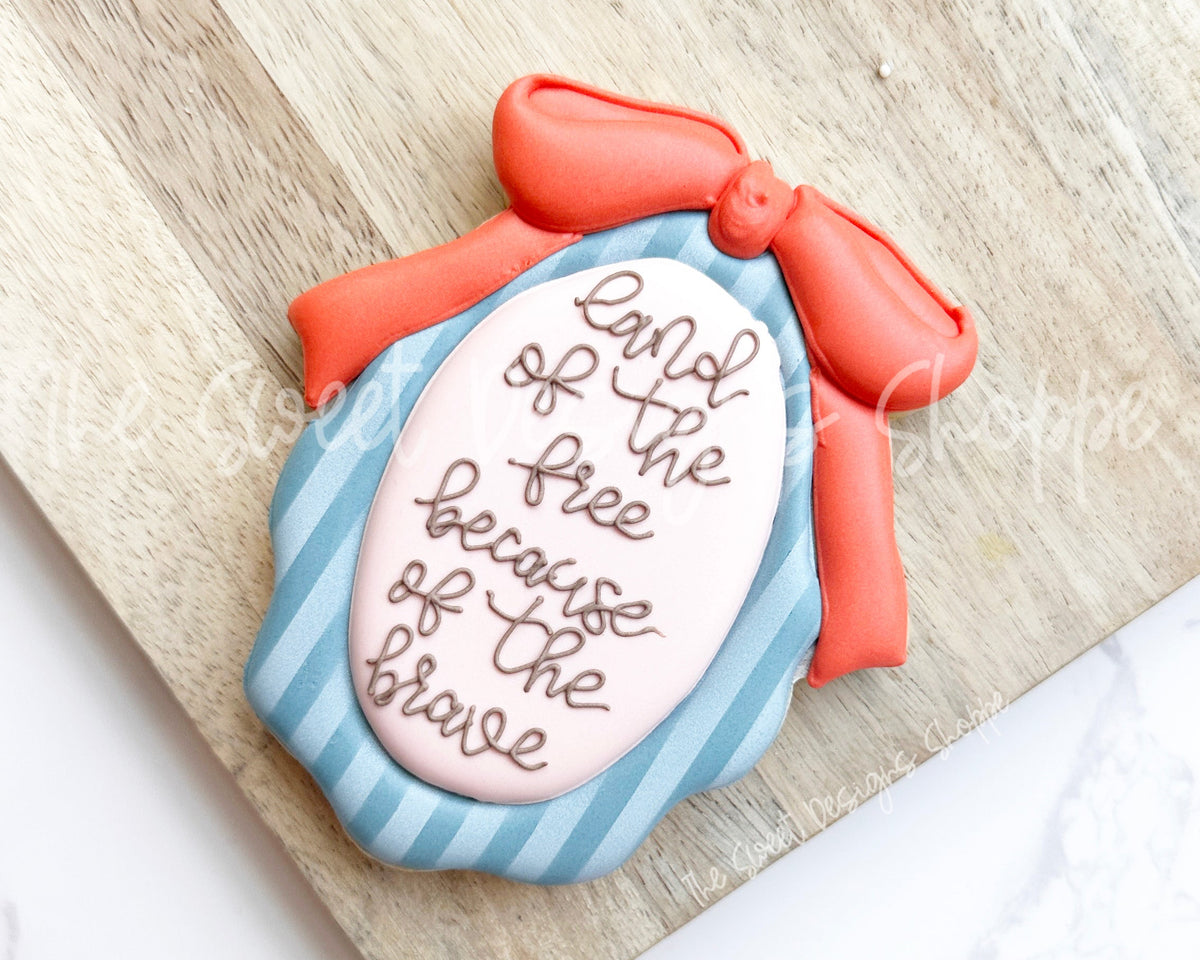 Cookie Cutters - Coquette Freedom Plaque - Cookie Cutter - The Sweet Designs Shoppe - TSDS - - 4th,4th July,4th of July,ALL,Cookie Cutter,freedom,Girly,oval,Patriotic,Patriotric,Plaque,Plaques,PLAQUES HANDLETTERING,Promocode,STL,Summer,Wedding,Wedding Favors