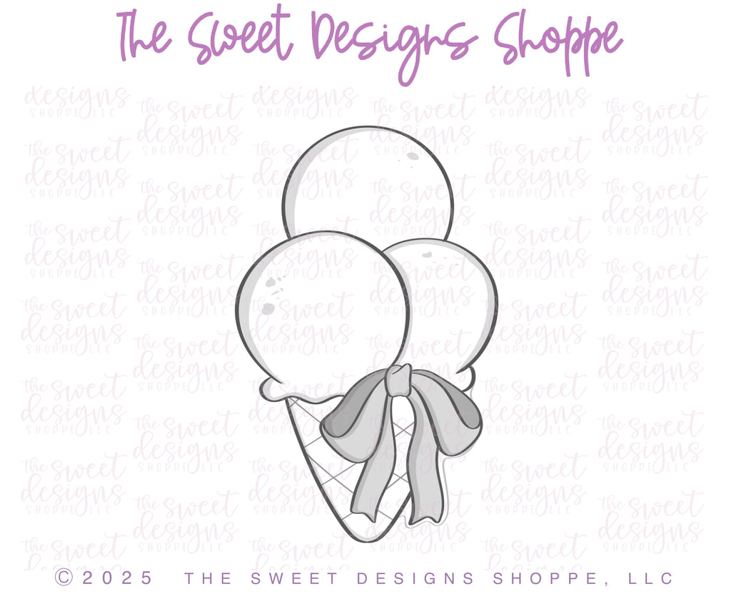 Cookie Cutters - Coquette Ice Cream - Cookie Cutter - The Sweet Designs Shoppe - TSDS - - 4th,4th July,4th of July,ALL,Cookie Cutter,Patriotic,Promocode,STL,Summer,Sweet,Sweets