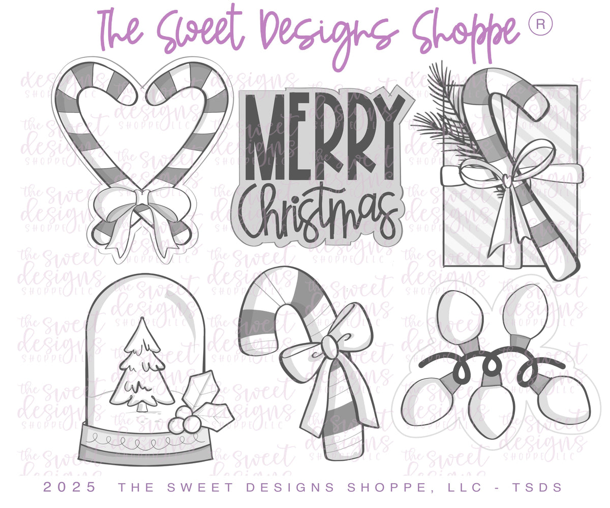 Cookie Cutters - Coquette Merry Christmas Cookie Cutter Set - Set of 6 - Cookie Cutters - The Sweet Designs Shoppe - TSDS - - ALL,Christmas,Christmas / Winter,Cookie Cutter,PLAQUES HANDLETTERING,Promocode,regular sets,set,STL