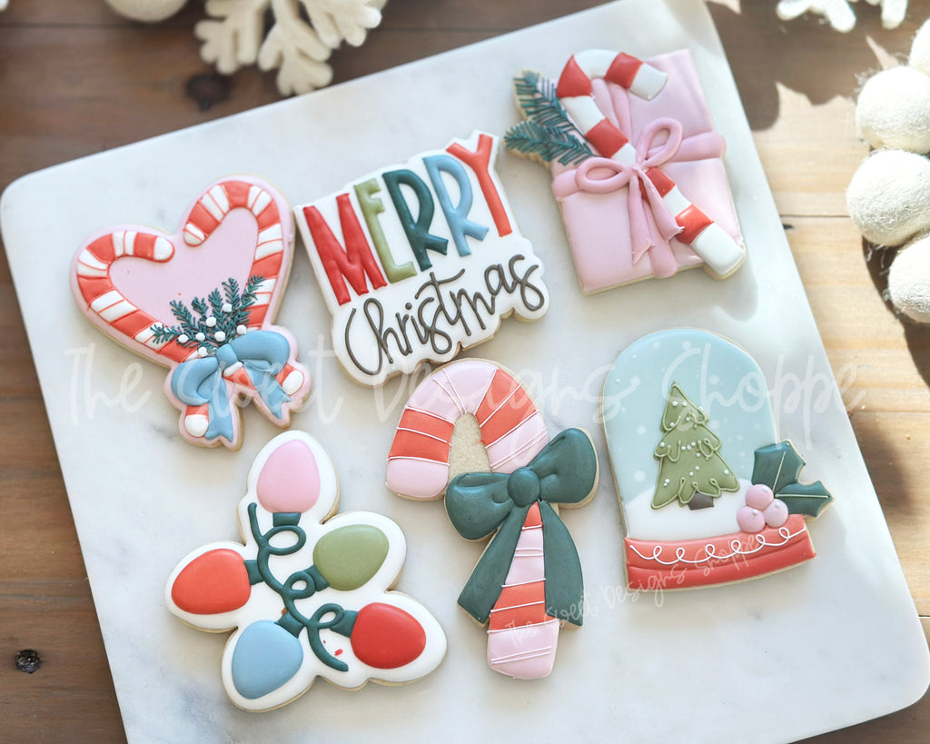 Cookie Cutters - Coquette Merry Christmas Cookie Cutter Set - Set of 6 - Cookie Cutters - The Sweet Designs Shoppe - TSDS - - ALL,Christmas,Christmas / Winter,Cookie Cutter,new,PLAQUES HANDLETTERING,Promocode,regular sets,set,STL