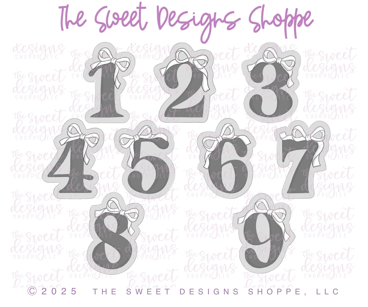 Cookie Cutters - Coquette Numbers Set - Set of 9 - Cookie Cutters - The Sweet Designs Shoppe - TSDS - - 1,2,3,4,5,6,7,8,9,ALL,Birthday,Cookie Cutter,Customize,Font,Fonts,lettering,number,numbers,numberset,Promocode,regular sets,school,set,STL,text,valentine,Valentines,Wedding,Wedding Favors