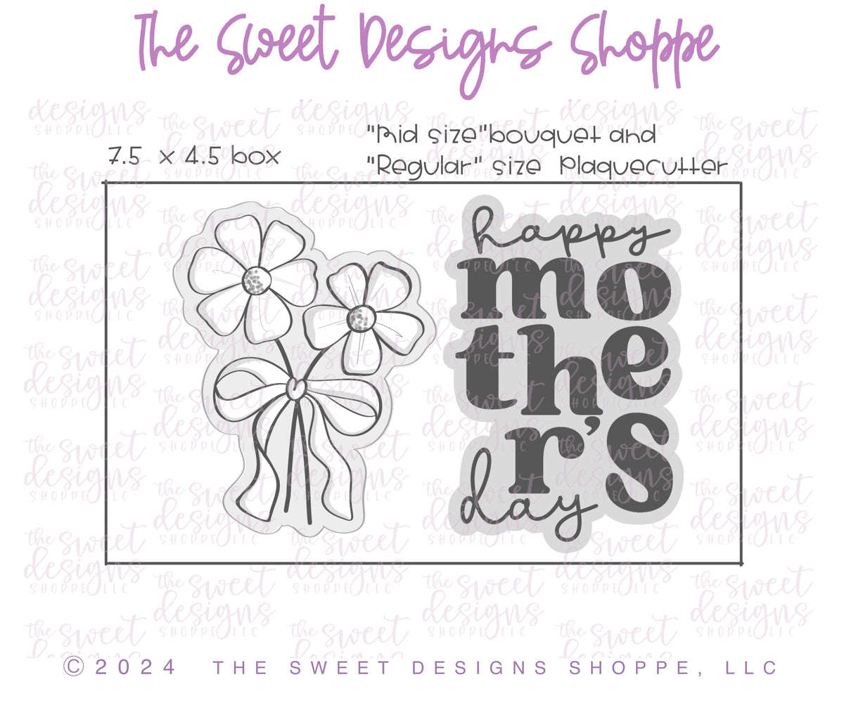 Cookie Cutters - Coquette Pair of Daisies & Plaque Set - Set of 2 - Cookie Cutters - The Sweet Designs Shoppe - TSDS - - ALL,Cookie Cutter,MOM,mother,mothers,Mothers Day,Promocode,regular sets,set,sets,STL