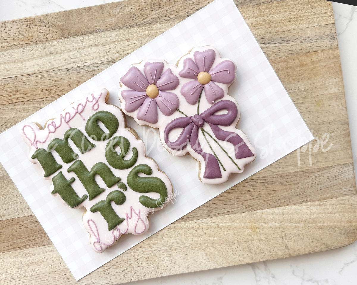 Cookie Cutters - Coquette Pair of Daisies & Plaque Set - Set of 2 - Cookie Cutters - The Sweet Designs Shoppe - TSDS - - ALL,Cookie Cutter,MOM,mother,mothers,Mothers Day,Promocode,regular sets,set,sets,STL