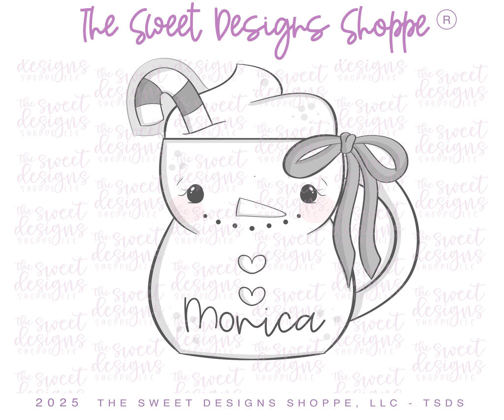 Cookie Cutters - Coquette Snowman Mug - Cookie Cutter - The Sweet Designs Shoppe - TSDS - - ALL,Christmas,Christmas / Winter,Coffee,Cookie Cutter,Coquette,Food & Beverages,Food and Beverage,hot chocolate,new,Promocode,STL