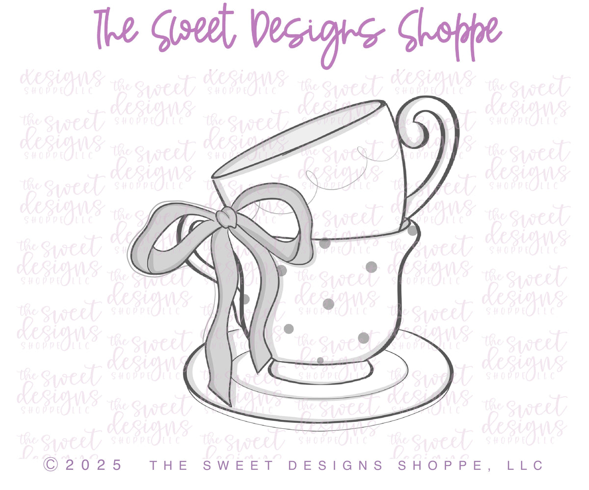 Cookie Cutters - Coquette Stacked Tea Cups - Cookie Cutter - The Sweet Designs Shoppe - TSDS - - ALL,Bridal,Bridal Shower,Cookie Cutter,Coquette,Easter,Easter / Spring,Food & Beverages,Food and Beverage,Promocode,STL,tea