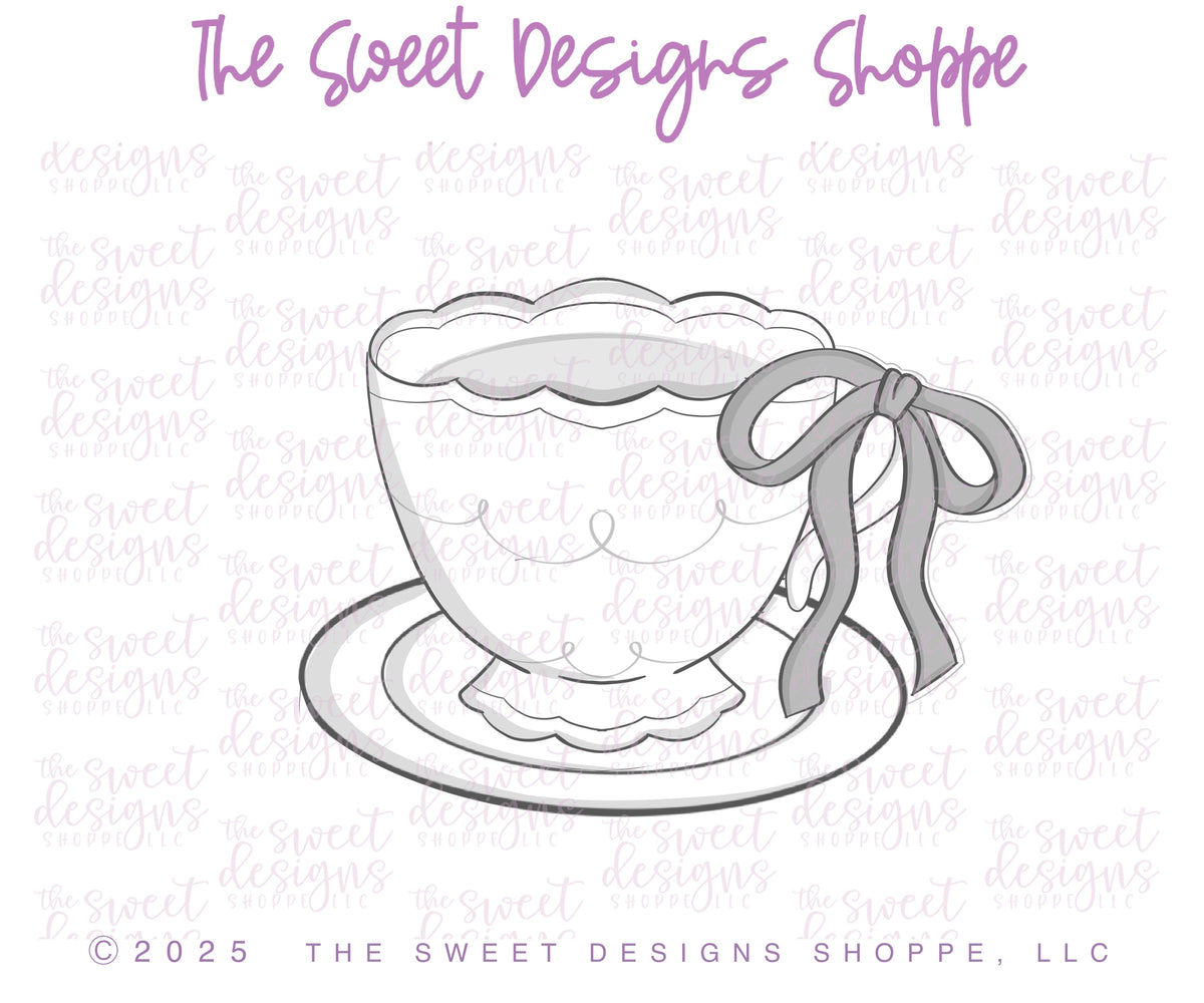 Cookie Cutters - Coquette Tea Cup - Cookie Cutter - The Sweet Designs Shoppe - TSDS - - ALL,Bridal,Bridal Shower,Cookie Cutter,Coquette,Easter,Easter / Spring,Food & Beverages,Food and Beverage,Promocode,STL,tea