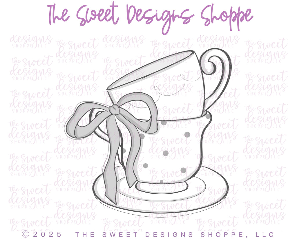 Cookie Cutters - Coquette Tea Party Set - Set of 5 - Cookie Cutters - The Sweet Designs Shoppe - TSDS - - ALL,Bridal,Bridal Shower,Cookie Cutter,Easter,Easter / Spring,Food & Beverages,Food and Beverage,Mini Sets,Promocode,regular sets,set,STL,tea