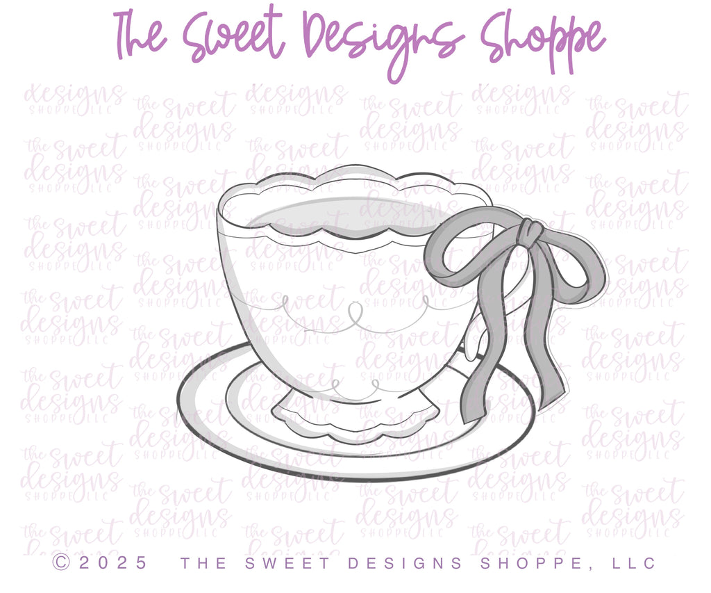 Cookie Cutters - Coquette Tea Party Set - Set of 5 - Cookie Cutters - The Sweet Designs Shoppe - TSDS - - ALL,Bridal,Bridal Shower,Cookie Cutter,Easter,Easter / Spring,Food & Beverages,Food and Beverage,Mini Sets,Promocode,regular sets,set,STL,tea
