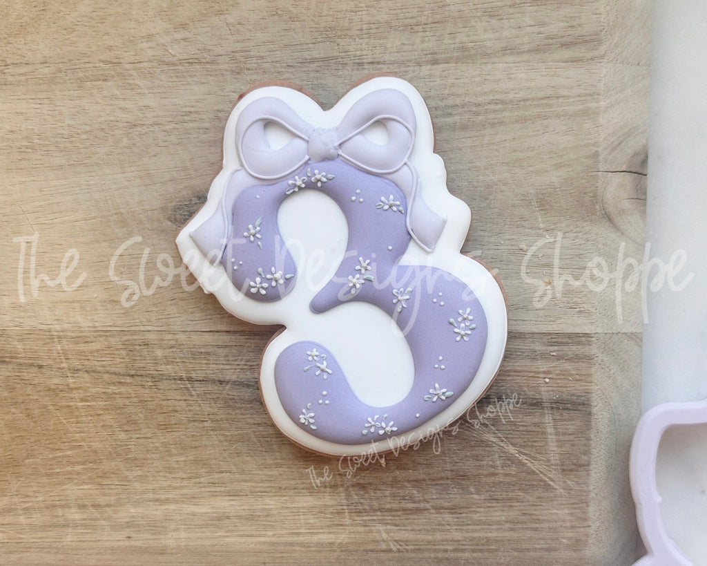 Cookie Cutters - Coquette Three - Cookie Cutter - The Sweet Designs Shoppe - TSDS - - 3,ALL,Birthday,Cookie Cutter,Font,Fonts,kid,kids,Lettering,letters and numbers,number,numbers,NumberSet,Promocode,Series24,STL,text