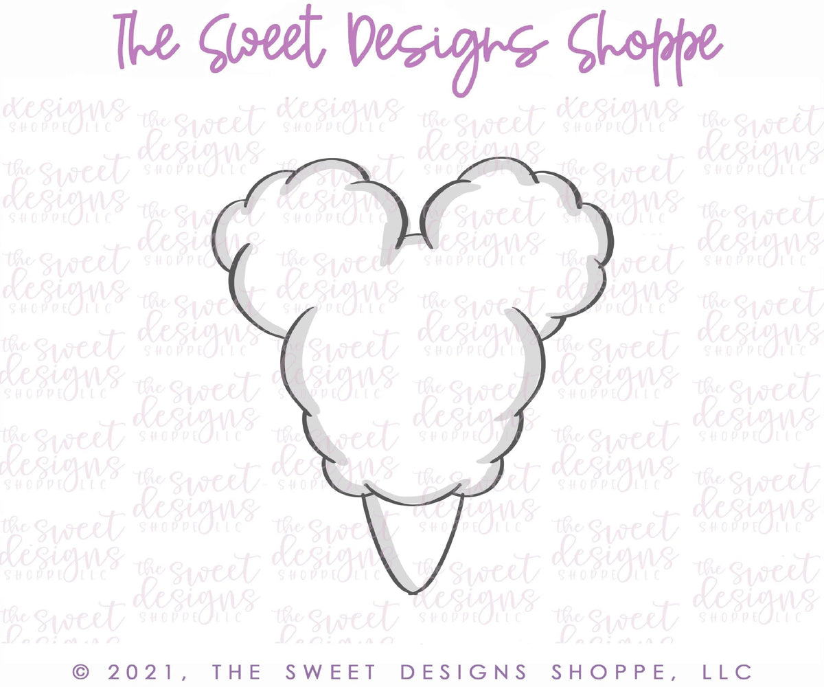 Cookie Cutters - Cotton Candy Theme Park Snack - Cookie Cutter - The Sweet Designs Shoppe - TSDS - - ALL,Birthday,Cookie Cutter,Food,Food and Beverage,Food beverages,kids,Kids / Fantasy,mouse,Promocode,STL,summer,Sweet,Sweets,Theme Park,Travel