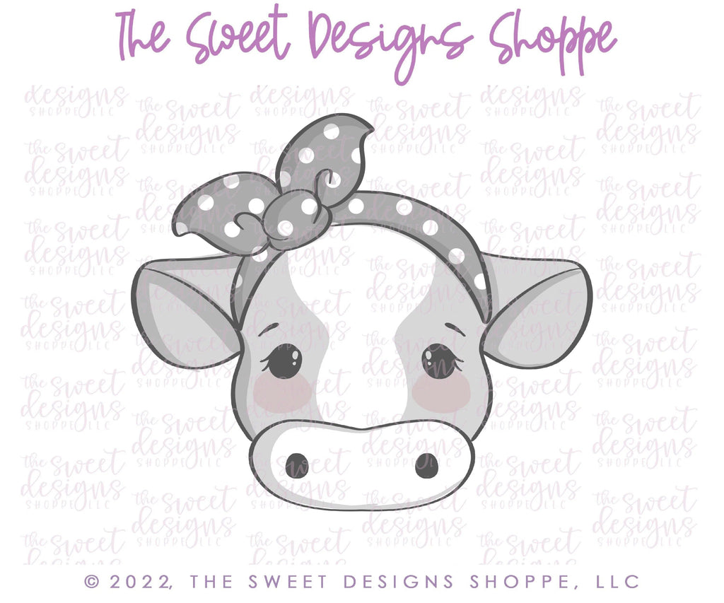 Cookie Cutters - Cow Face with Headband - Cookie Cutter - The Sweet Designs Shoppe - - ALL, Animal, Animals, Barn, Cookie Cutter, Cow, Promocode, valentine, valentines