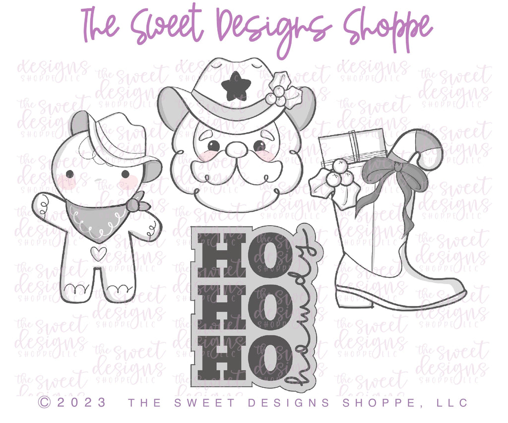 Cookie Cutters - Cowboy Christmas Cookie Cutters Set - Set of 4 - Cookie Cutters - The Sweet Designs Shoppe - TSDS - - ALL,Christmas,Christmas / Winter,Christmas Cookies,claus,clause,Cookie Cutter,cookies for Santa,Cowboy,Ginger boy,ginger bread,Ginger girl,Gingerboy,gingerbread,gingerbread man,Gingergirl,Mini Sets,Promocode,regular sets,Santa,Santa Claus,Santa Face,set,STL