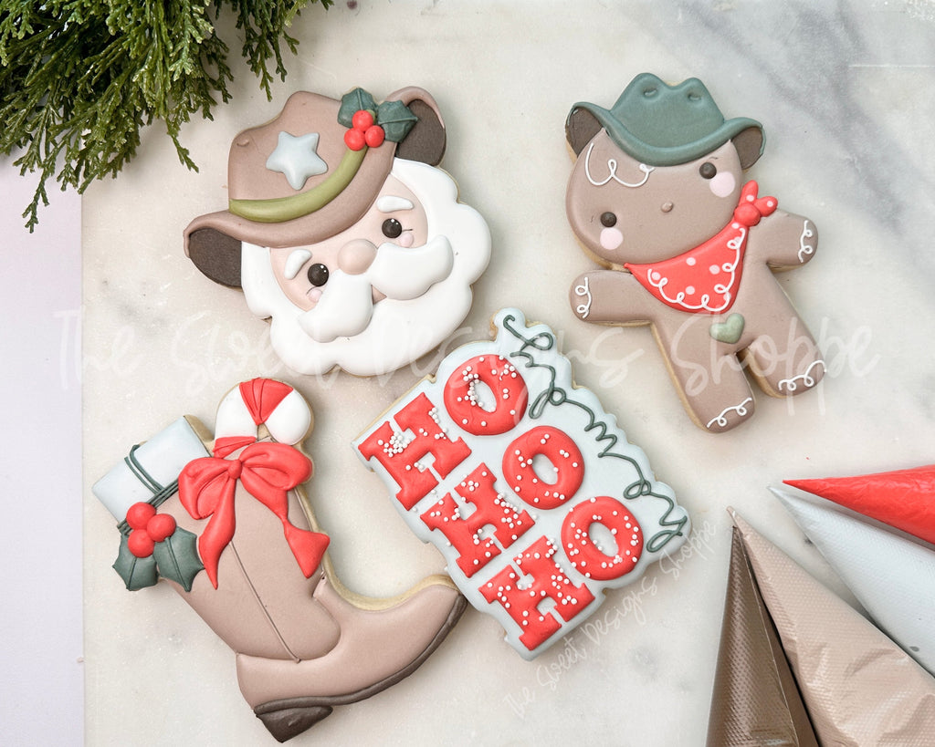 Cookie Cutters - Cowboy Christmas Cookie Cutters Set - Set of 4 - Cookie Cutters - The Sweet Designs Shoppe - TSDS - - ALL,Christmas,Christmas / Winter,Christmas Cookies,claus,clause,Cookie Cutter,cookies for Santa,Cowboy,Ginger boy,ginger bread,Ginger girl,Gingerboy,gingerbread,gingerbread man,Gingergirl,Mini Sets,Promocode,regular sets,Santa,Santa Claus,Santa Face,set,STL