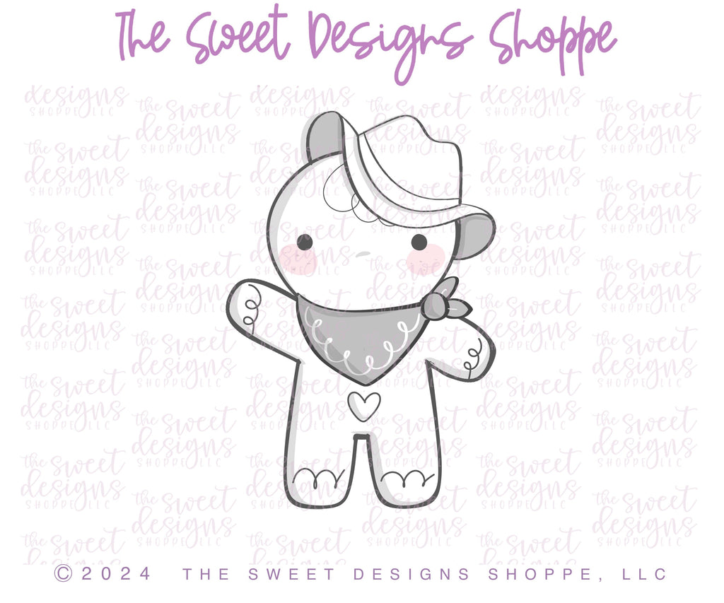 Cookie Cutters - Cowboy Gingerbread boy - Cookie Cutter - The Sweet Designs Shoppe - TSDS - - ALL,Christmas,Christmas / Winter,Christmas Cookies,Cookie Cutter,Cowboy,Ginger boy,Ginger girl,Gingerboy,gingerbread,gingerbread man,Gingergirl,Promocode,STL