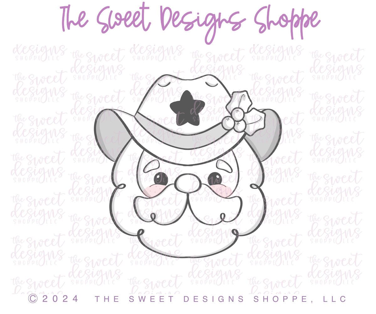 Cookie Cutters - Cowboy Santa Face - Cookie Cutter - The Sweet Designs Shoppe - TSDS - - ALL,Christmas,Christmas / Winter,Christmas Cookies,claus,clause,Cookie Cutter,Cowboy,Promocode,Santa Claus,STL