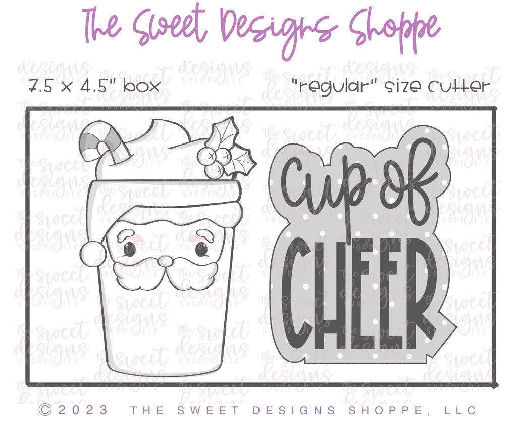 Cookie Cutters - Cup of CHEER Set - Set of 2 - Cookie Cutters - The Sweet Designs Shoppe - - ALL,beverage,beverages,Christmas,Christmas / Winter,Christmas Cookies,claus,clause,Cookie Cutter,cookies for Santa,Food & Beverages,Food and Beverage,Mini Sets,Mrs Claus,MRS Clause,MrsClaus,MrsClausFace,Plaque,Plaques,PLAQUES HANDLETTERING,Promocode,regular sets,Santa,Santa Claus,Santa Face,set,STL