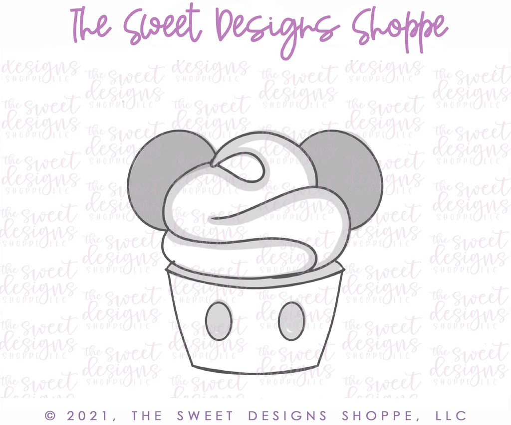 Cookie Cutters - Cupcake A Theme Park Snack - Cookie Cutter - Sweet Designs Shoppe - - ALL, Birthday, Cookie Cutter, Food, Food and Beverage, Food beverages, kids, Kids / Fantasy, mouse, Promocode, summer, Sweet, Sweets, Theme Park, Travel