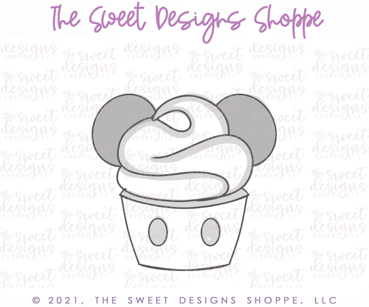 Cookie Cutters - Cupcake A Theme Park Snack - Cookie Cutter - The Sweet Designs Shoppe - TSDS - - ALL,Birthday,Cookie Cutter,Food,Food and Beverage,Food beverages,kids,Kids / Fantasy,mouse,Promocode,STL,summer,Sweet,Sweets,Theme Park,Travel