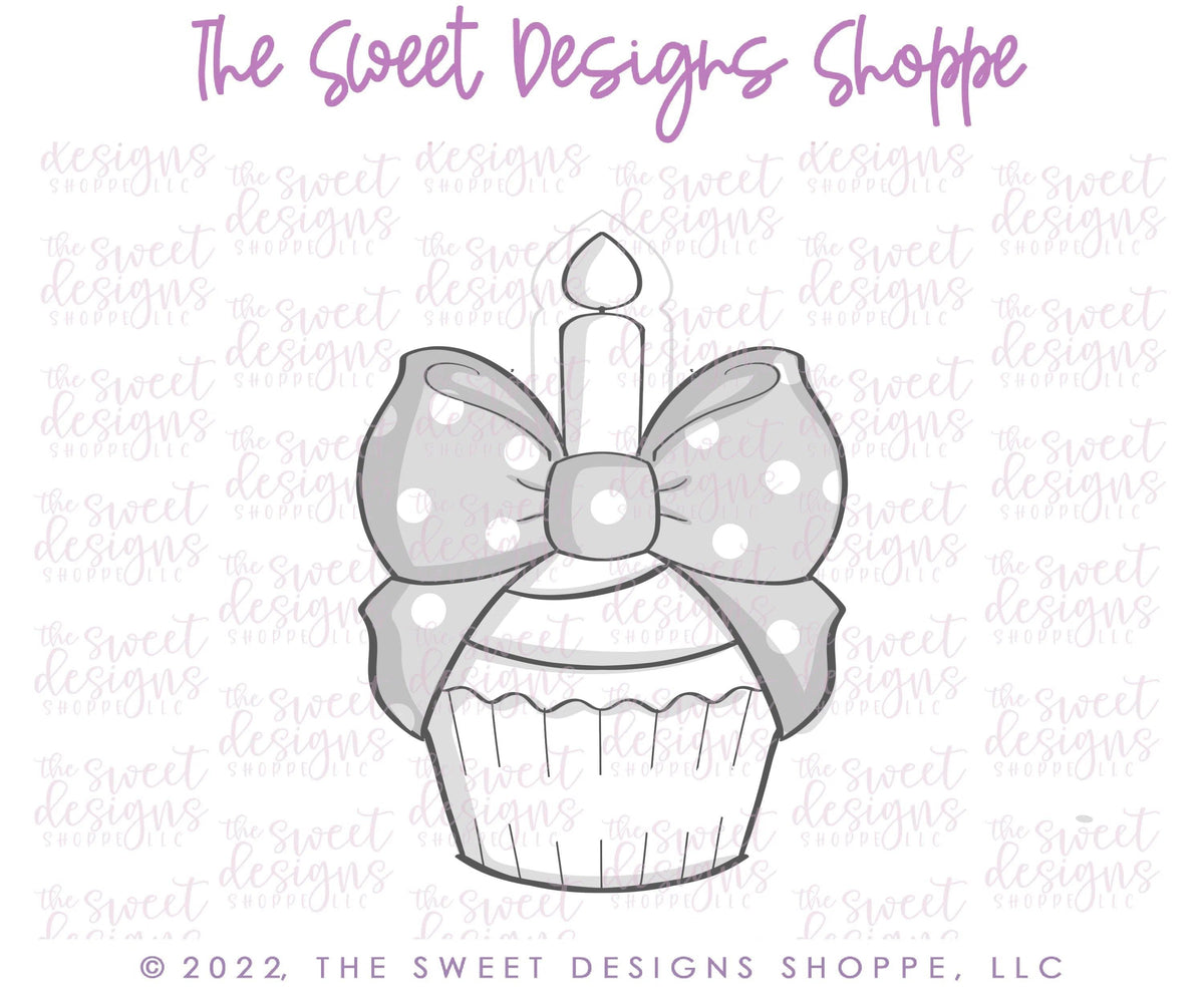 Cookie Cutters - Cupcake with Bow - Cookie Cutter - The Sweet Designs Shoppe - TSDS - - ALL,Birthday,candles,celebration,Cookie Cutter,happybirthdday,Lady Milk Stache,Lady MilkStache,LadyMilkStache,Promocode,STL