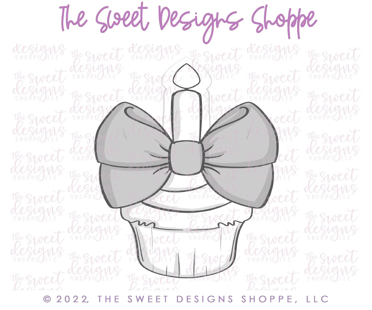 Cookie Cutters - Cupcake with Cute Bow - Cookie Cutter - The Sweet Designs Shoppe - TSDS - - ALL,Birthday,candles,celebration,Cookie Cutter,happybirthdday,Lady Milk Stache,Lady MilkStache,LadyMilkStache,Promocode,STL