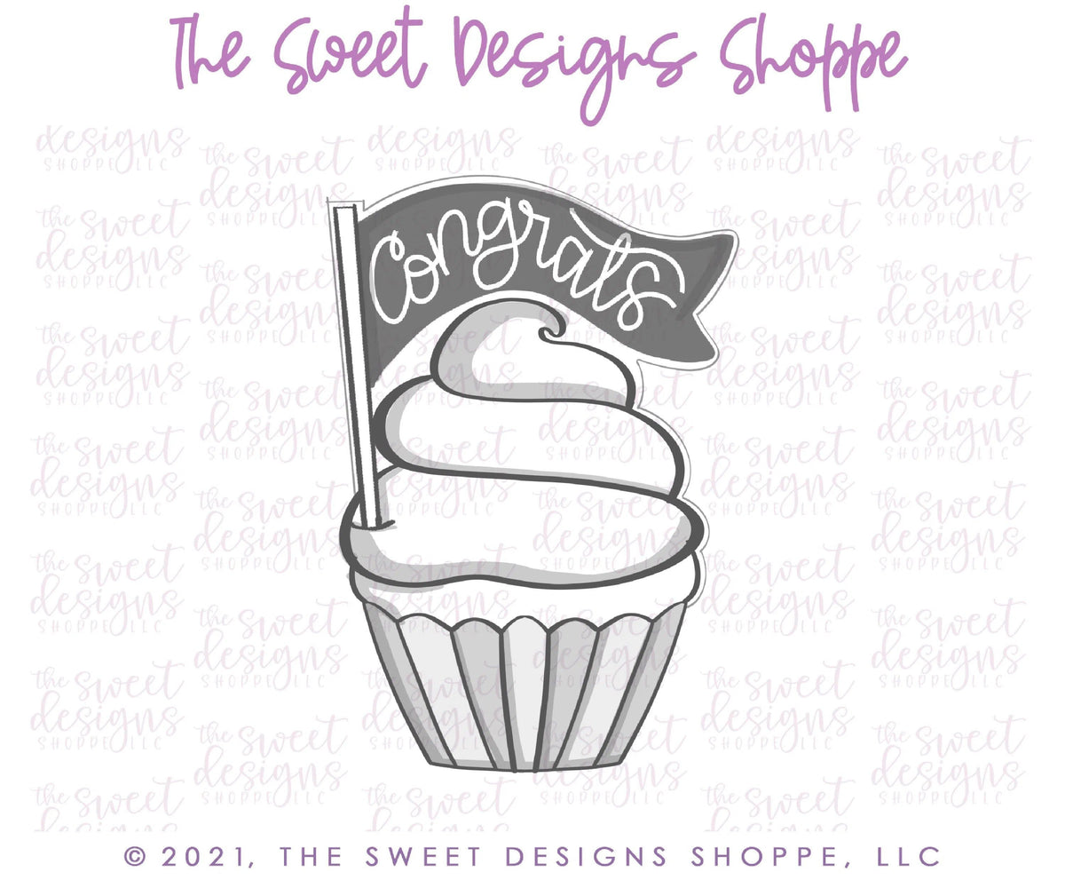 Cookie Cutters - Cupcake with Flag - Cookie Cutter - The Sweet Designs Shoppe - TSDS - - ALL,Birthday,Cookie Cutter,kid,kids,Promocode,STL,Sweet,Sweets