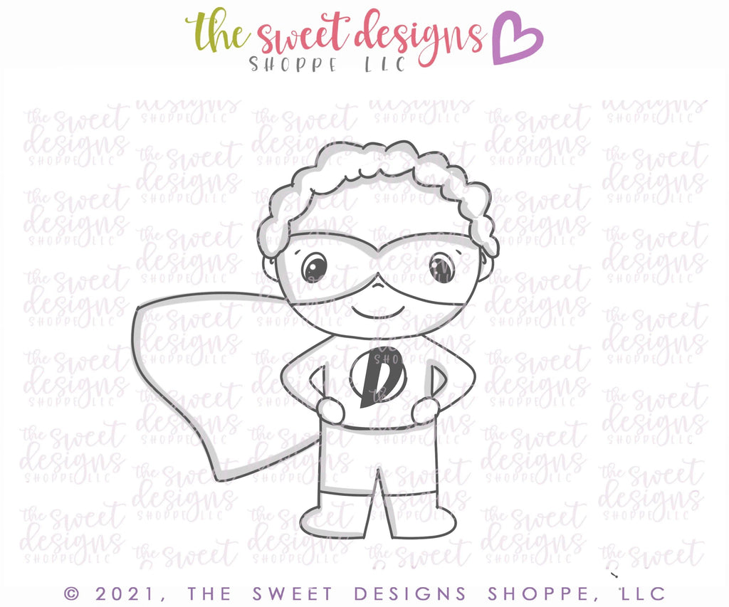 Cookie Cutters - Curly Super Hero - Cookie Cutter - The Sweet Designs Shoppe - TSDS - - ALL,Cookie Cutter,dad,Father,father's day,grandfather,Hero,KID,KIDS,Kids / Fantasy,mother,Mothers Day,Promocode
