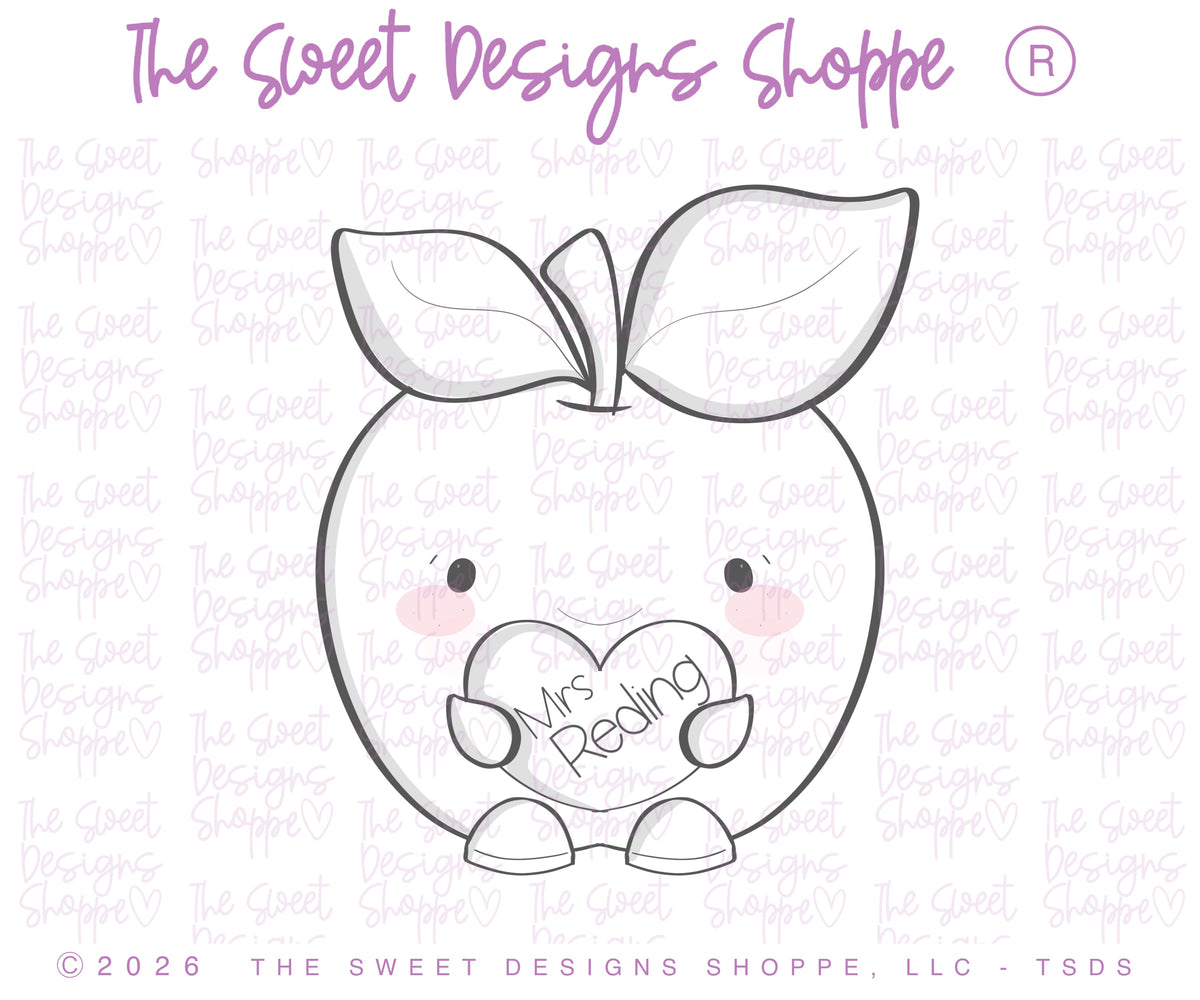 Cookie Cutters - Cute Apple with Heart - Cookie Cutter - The Sweet Designs Shoppe - TSDS - - ALL,apple,back to school,BTS,cookie,Cookie Cutter,cute apple with heart,Food,food fruits and veggies,fruit,fruits,Fruits and Vegetables,School,School / Graduation,smart cookie,STL,Sweets,Teacher Appreciation