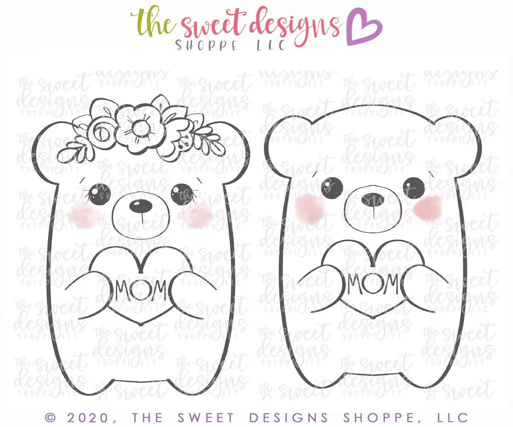 Cookie Cutters - Cute Bears - 2 Piece Set - Cookie Cutters - Sweet Designs Shoppe - - ALL, Animal, Animals, Animals and Insects, Cookie Cutter, Love, Mini Sets, mom, mother, Mothers Day, Promocode, regular sets, set, sets, Valentine, Valentines, Valentines couples
