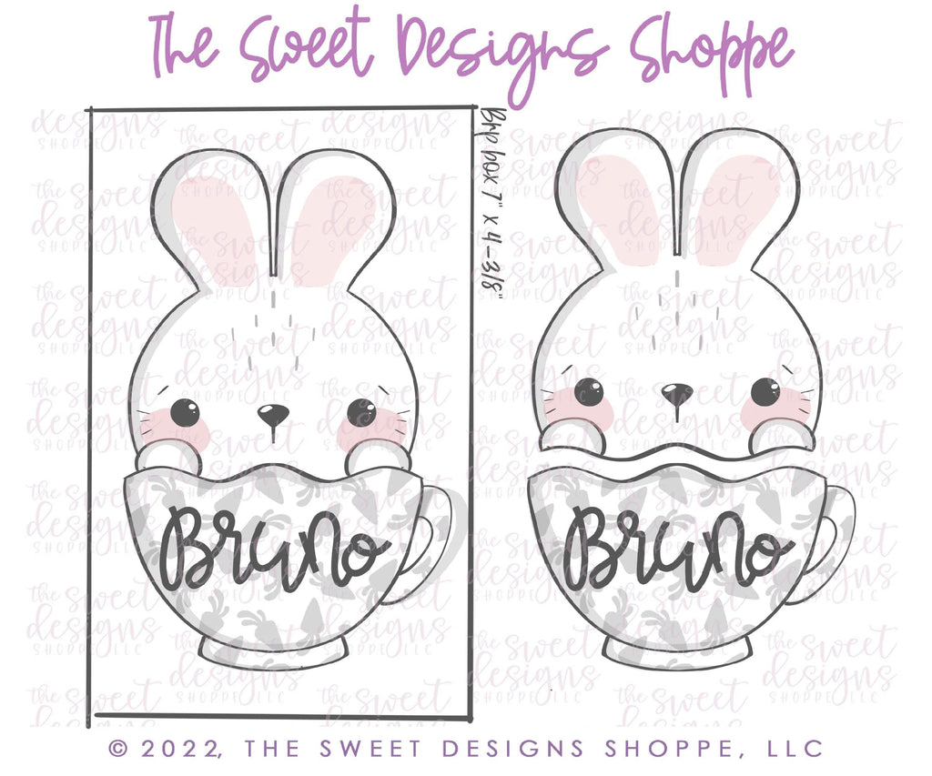 Cookie Cutters - Cute Bunny in Mug Two Piece Set - Set of 2 - Cookie Cutters - The Sweet Designs Shoppe - TSDS - - ALL,Animal,Animals,Animals and Insects,bunny,Cookie Cutter,Easter / Spring,mug,mugs,Promocode,regular sets,Set,sets
