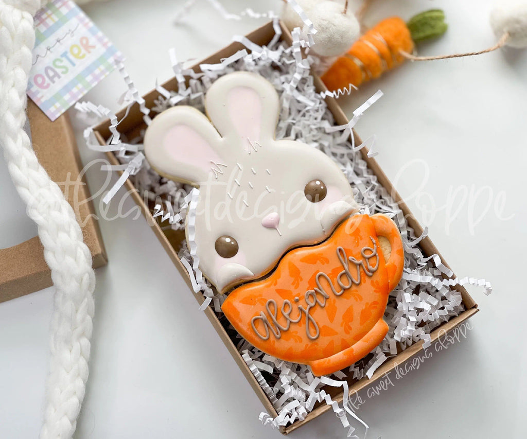 Cookie Cutters - Cute Bunny in Mug Two Piece Set - Set of 2 - Cookie Cutters - The Sweet Designs Shoppe - TSDS - - ALL,Animal,Animals,Animals and Insects,bunny,Cookie Cutter,Easter / Spring,mug,mugs,Promocode,regular sets,Set,sets