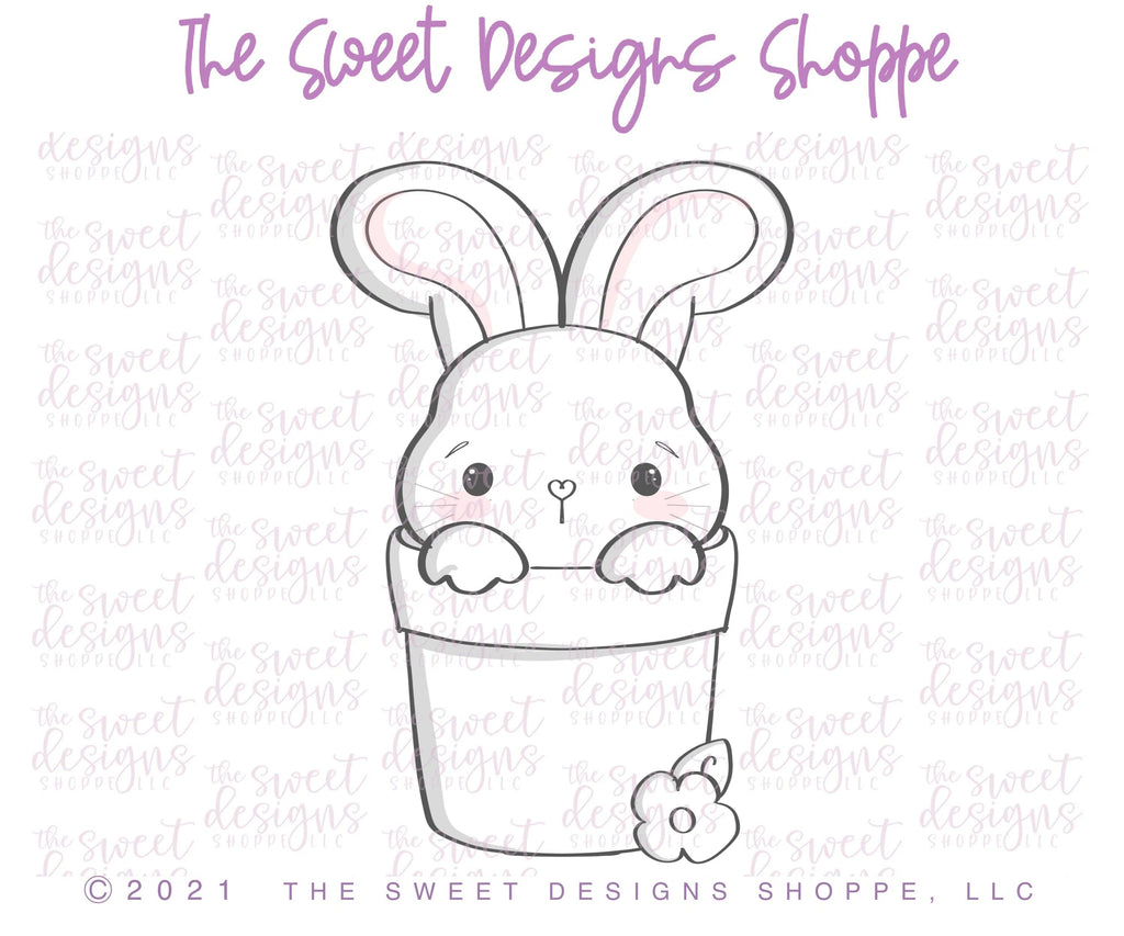 Cookie Cutters - Cute Bunny in Pot - Cookie Cutter - Sweet Designs Shoppe - - ALL, Animal, Animals, Animals and Insects, Cookie Cutter, easter, Easter / Spring, Nature, Promocode