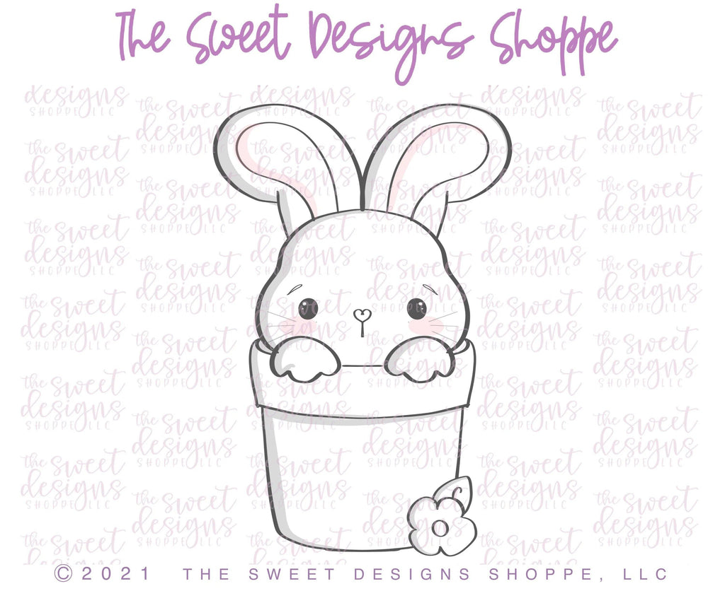 Cookie Cutters - Cute Bunny in Pot - Cookie Cutter - The Sweet Designs Shoppe - - ALL, Animal, Animals, Animals and Insects, Cookie Cutter, easter, Easter / Spring, Nature, Promocode