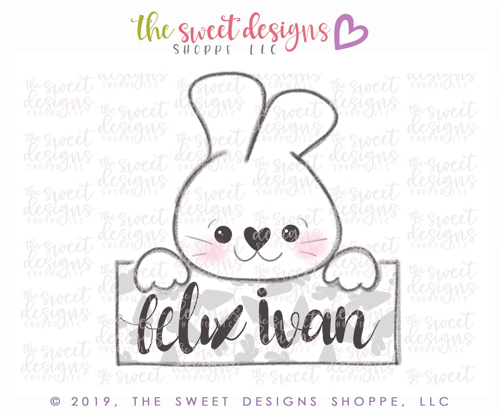 Cookie Cutters - Cute Bunny Plaque 2019 - Cookie Cutter - Sweet Designs Shoppe - - ALL, Animal, Cookie Cutter, Customize, Easter / Spring, easter collection 2019, Plaque, Promocode