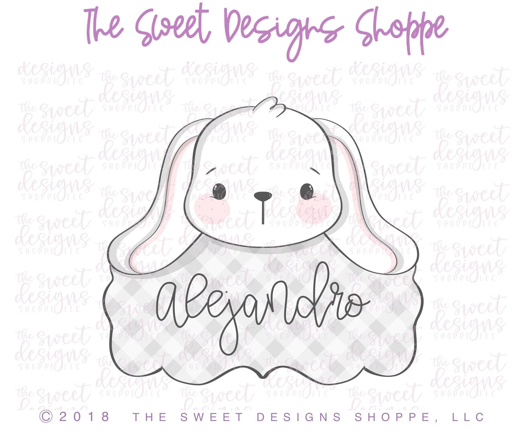 Cookie Cutters - Cute Bunny Plaque v2 - Cookie Cutter - Sweet Designs Shoppe - - ALL, Animal, bunny, Cookie Cutter, Customize, Decoration, Easter, Easter / Spring, Plaque, Promocode