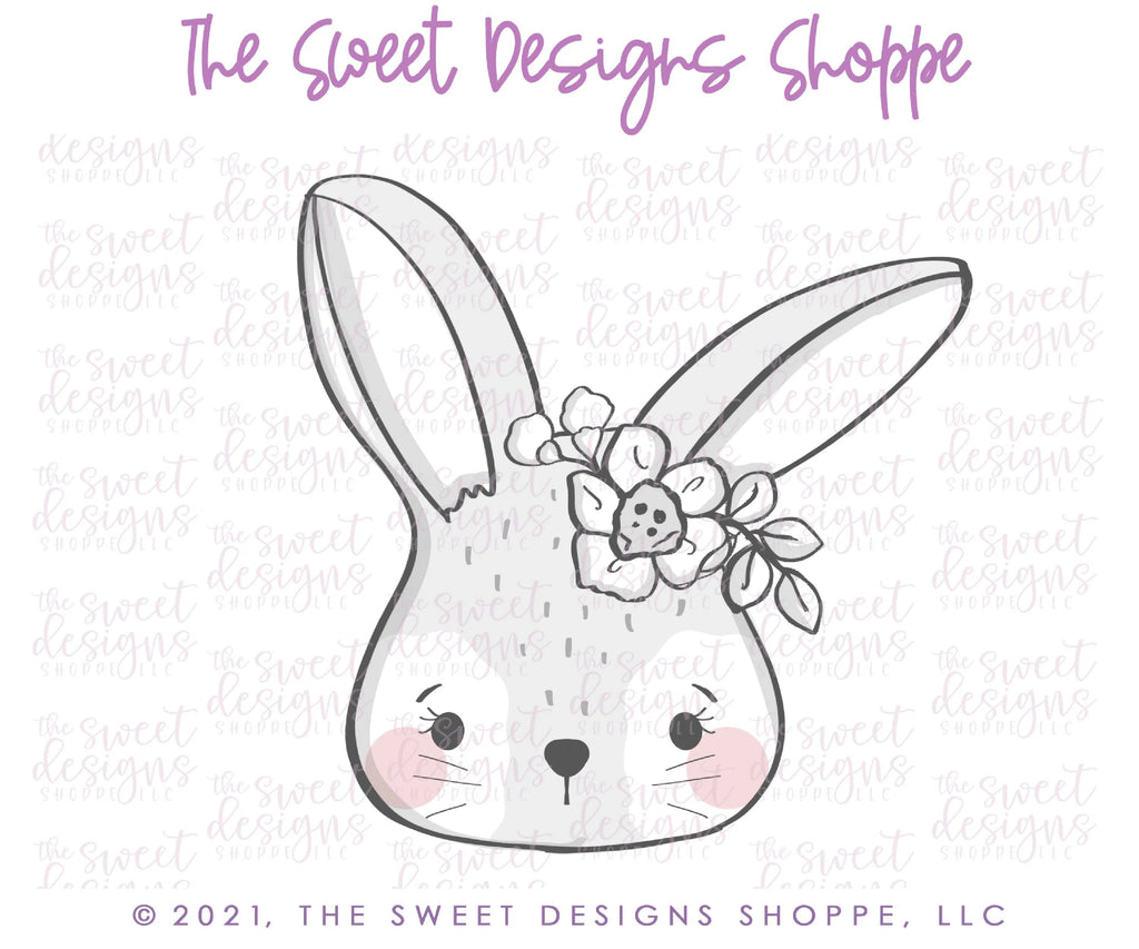 Cookie Cutters - Cute Bunny with Flowers - Cookie Cutter - Sweet Designs Shoppe - - ALL, Animal, Animals, Animals and Insects, Cookie Cutter, easter, Easter / Spring, Promocode