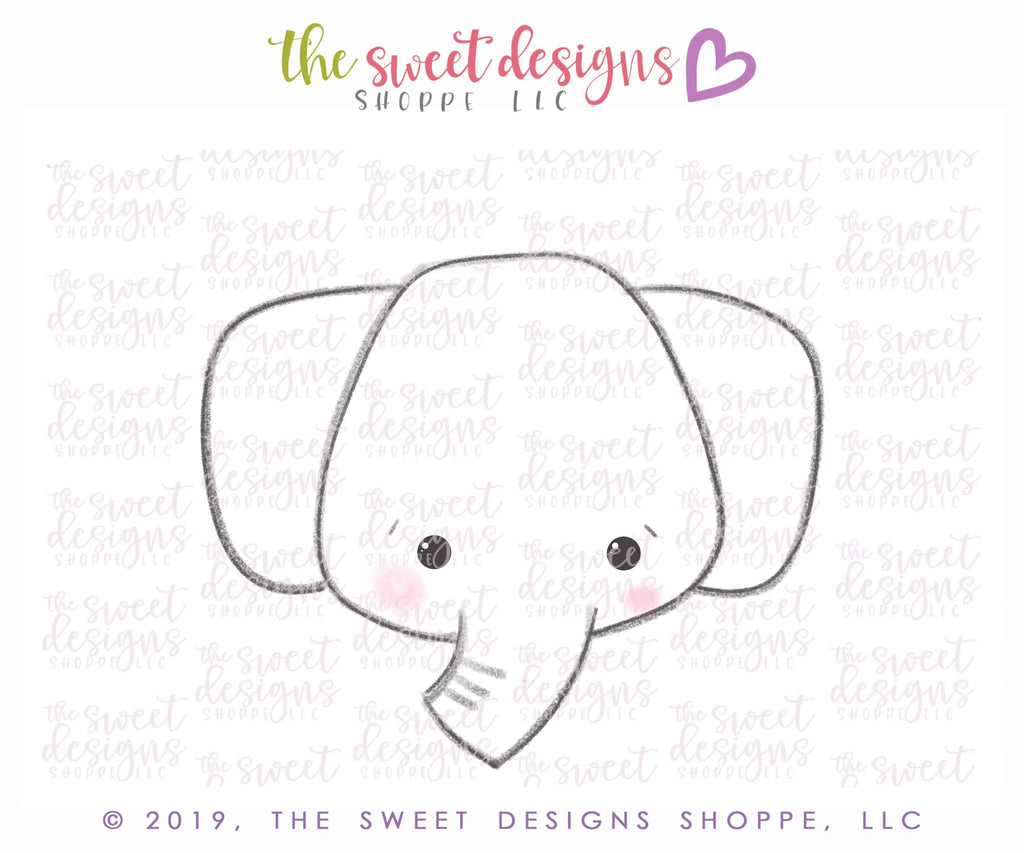 Cookie Cutters - Cute Elephant Face v2- Cookie Cutter - Sweet Designs Shoppe - - 2019, ALL, Animal, Animals, Barn, Cookie Cutter, Promocode