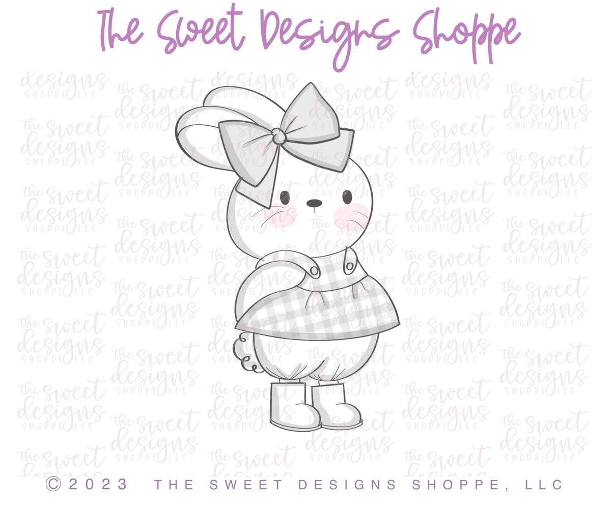 Cookie Cutters - Cute Girl Standing Bunny - Cookie Cutter - The Sweet Designs Shoppe - TSDS - - ALL,Animal,Animals,Animals and Insects,Bunny,Cookie Cutter,easter,Easter / Spring,Promocode,STL