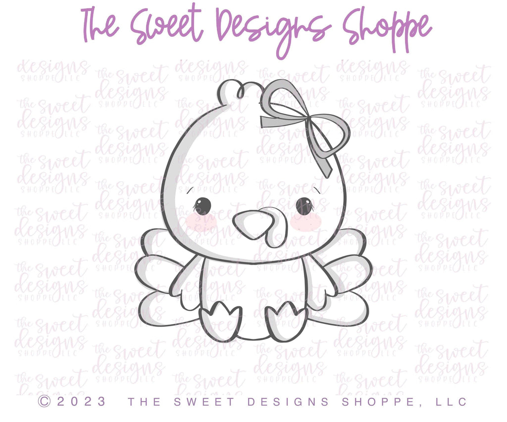 Cookie Cutters - Cute Girly Sitting Turkey - Cookie Cutter - The Sweet Designs Shoppe - TSDS - - ALL,Animal,Animals,Cookie Cutter,Fall,Fall / Thanksgiving,Promocode,STL,thanksgiving,Turkey